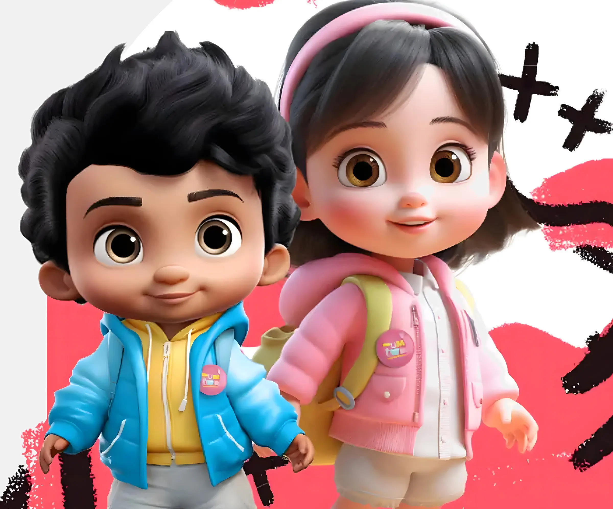 Personagens TumTum, um menino e uma menina