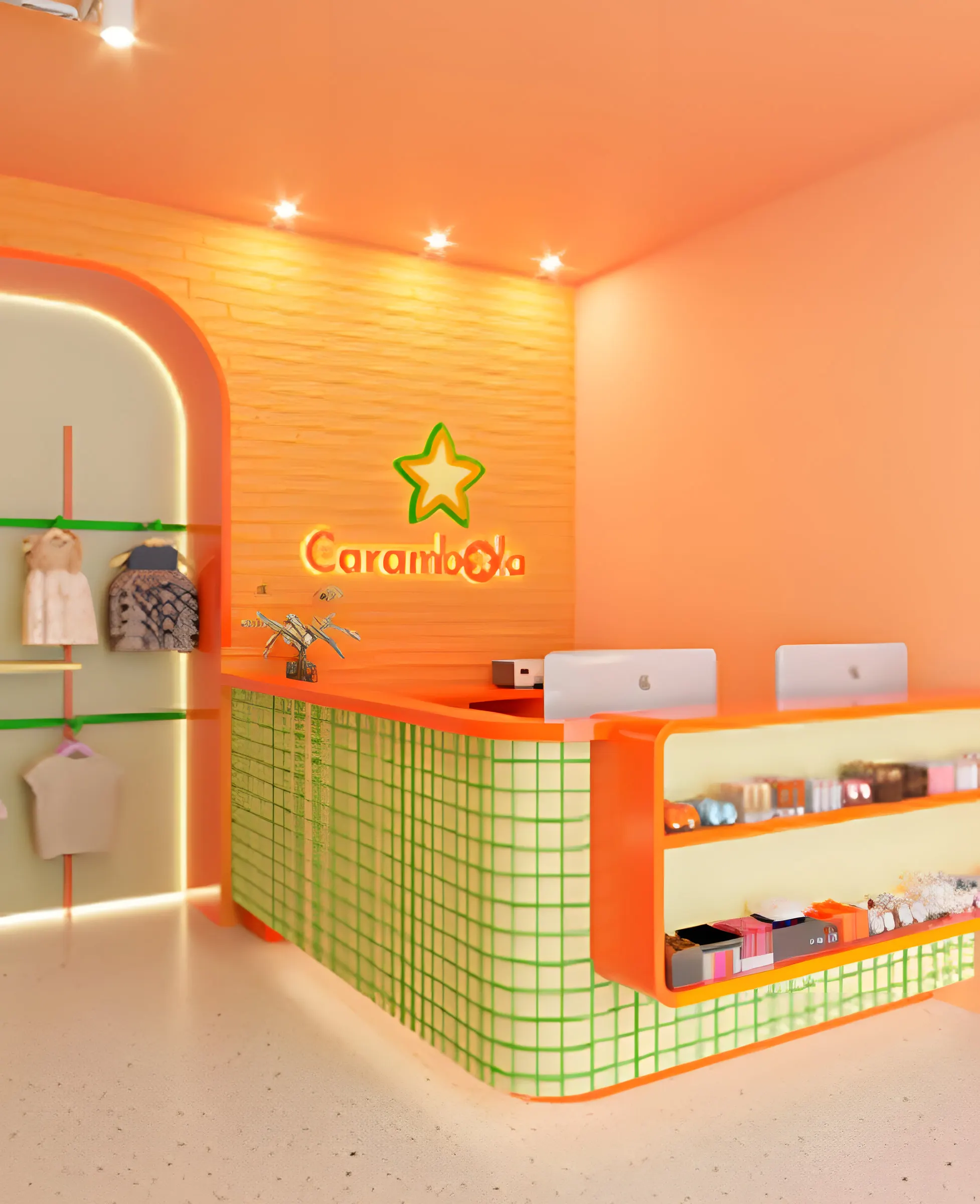 Balcão da loja infantil Carambola