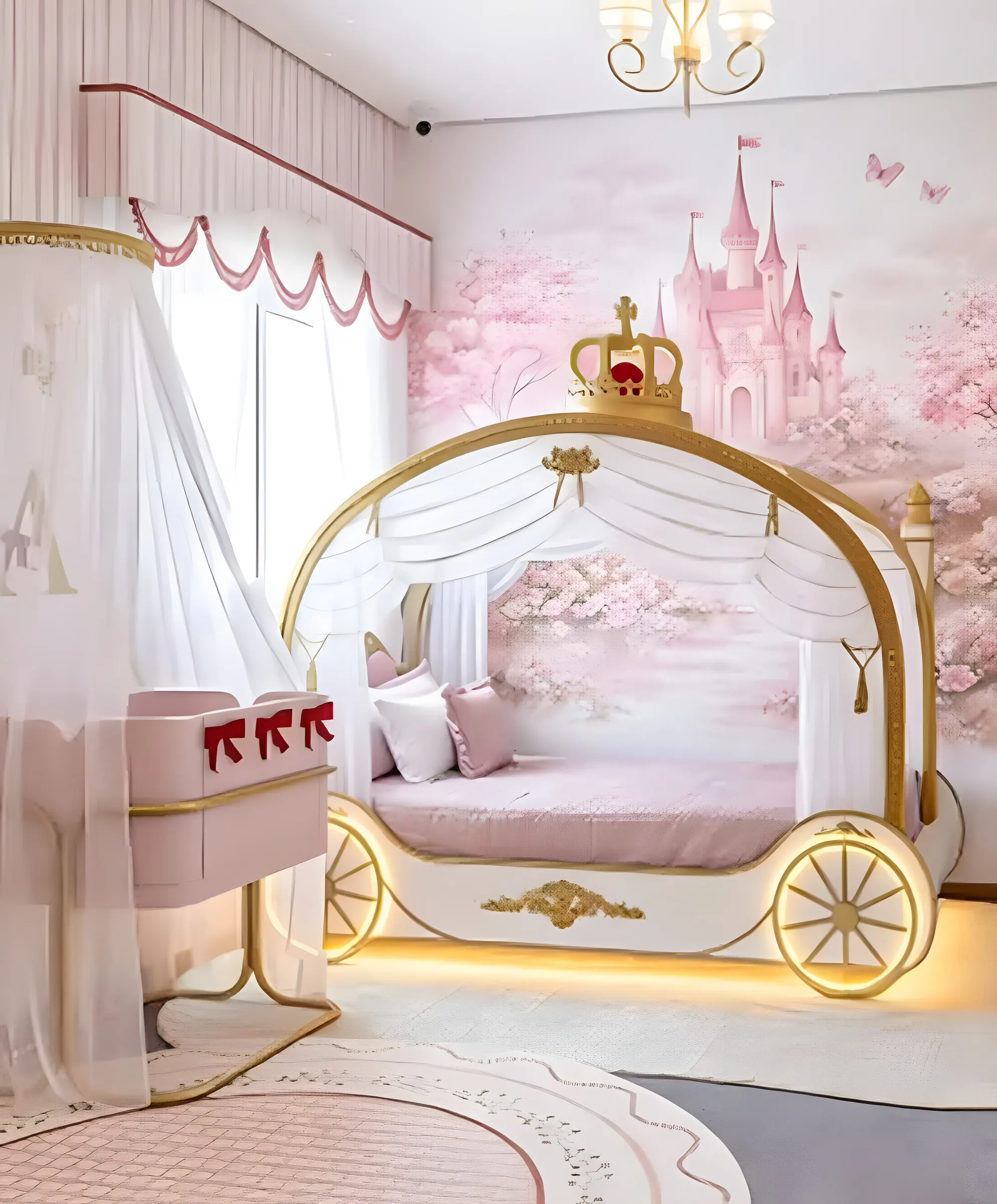 Quarto de princesa com cama carruagem